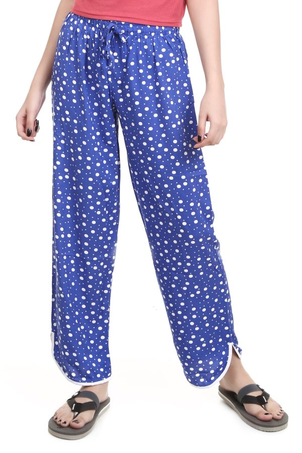 Blue Dot V Cut Print Pajama Bottom