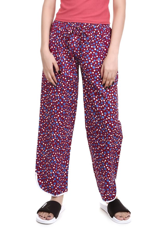 Multi Dot Print V Cut Flower Pajama Bottom
