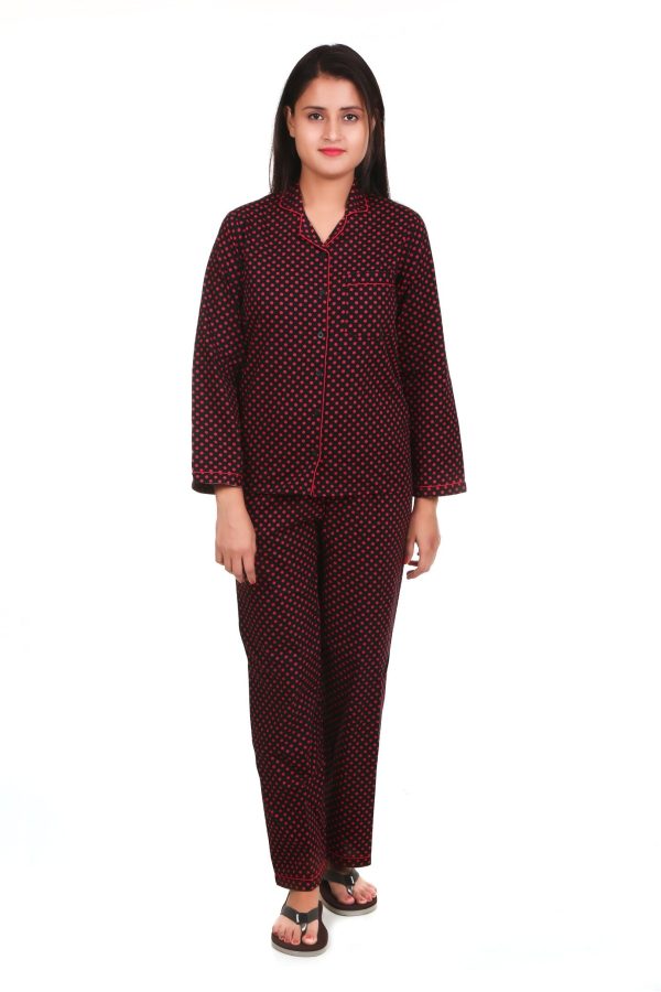 Red Dot Print Night Suit for Women's