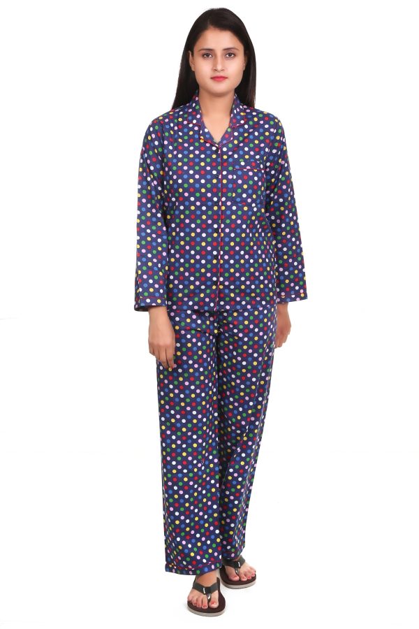 Multi Dot Print Night Suit For Women's