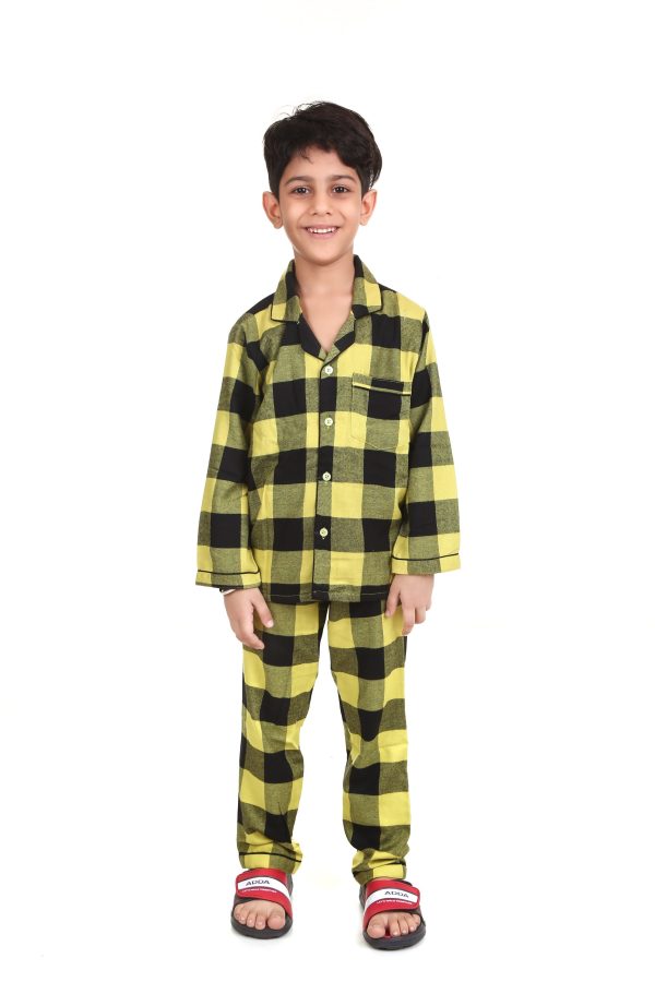 Check Print Night Suit for Boy's