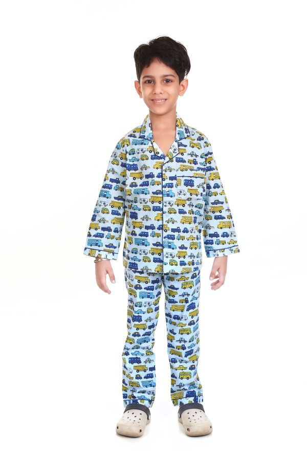 Car Print Night Suit For Boy's
