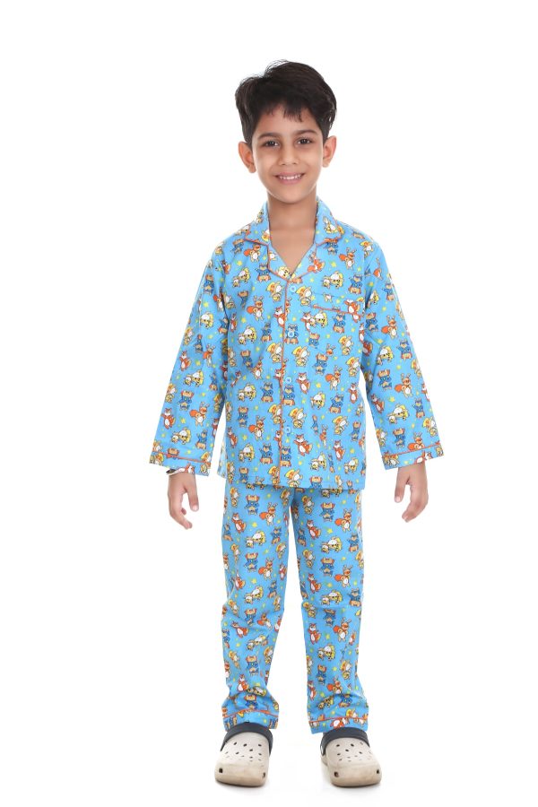 Small Fox Print Night suit For Boy's