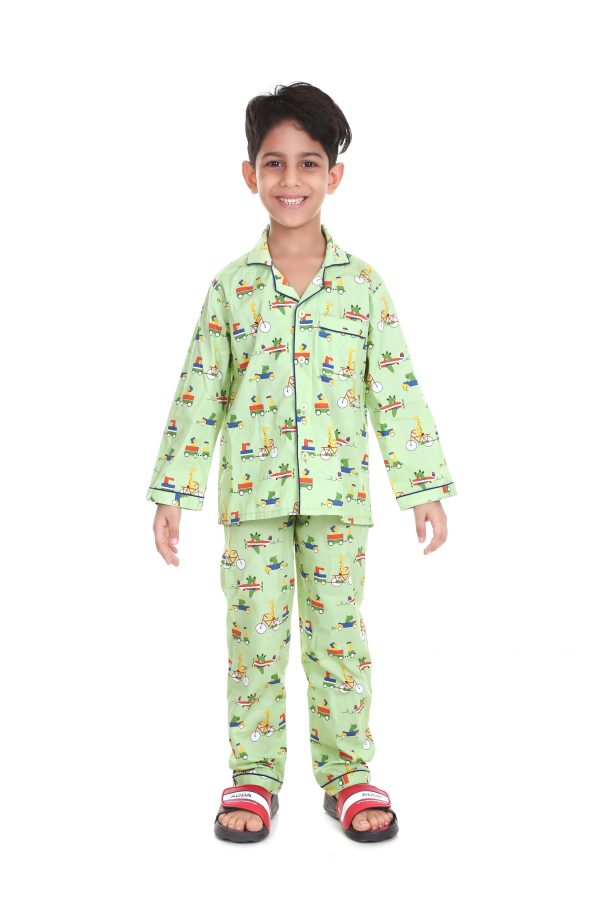 Cycle Print Night Suit For Boy's