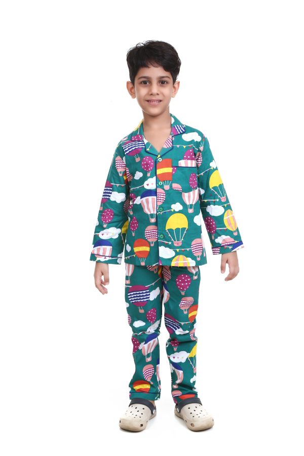 Parachute Print Night Suit for Boy's