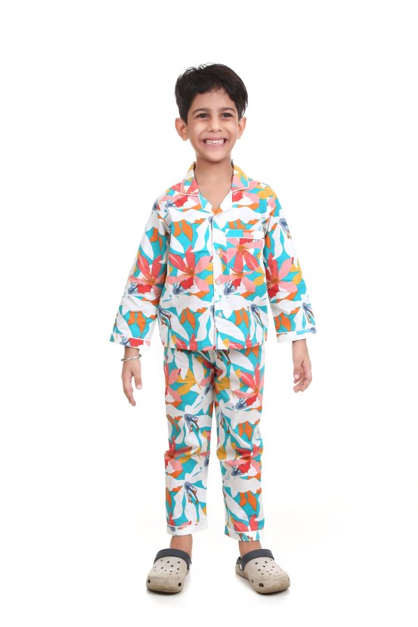 Multi Color Print Night Suit For Boy's