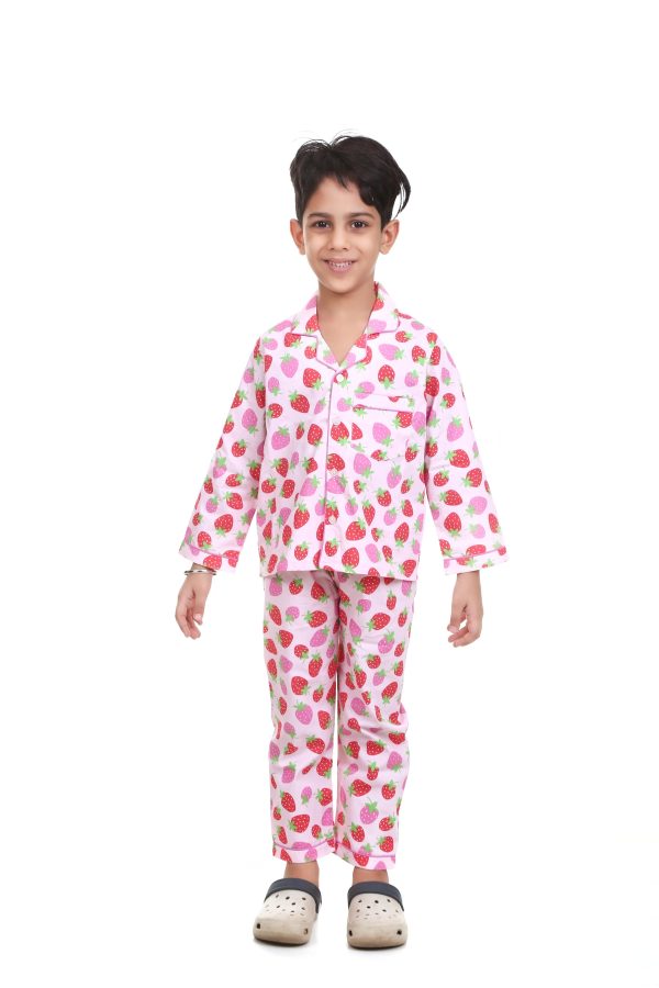 Strawberry Print Night Suit for Boy's