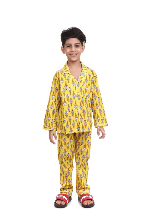 Ice Cream print Night Suit for Boy's