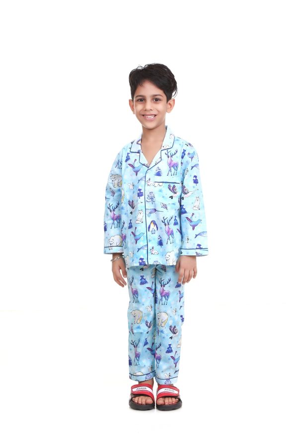 Animal Print Night Suit For Boy's