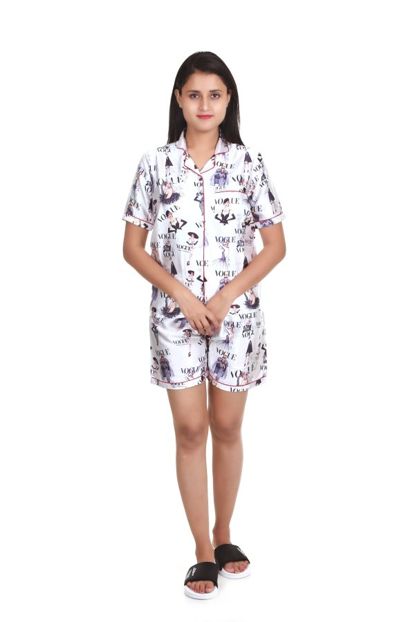 Vogue Print Satin Short Set