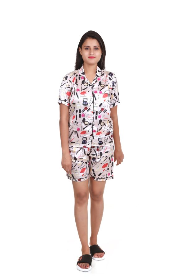 Women Style Print Satin Sort Set