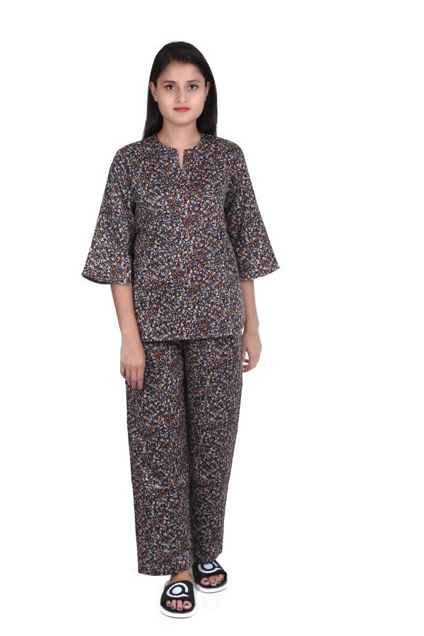 Florets Print V Neck Night Suit for Women