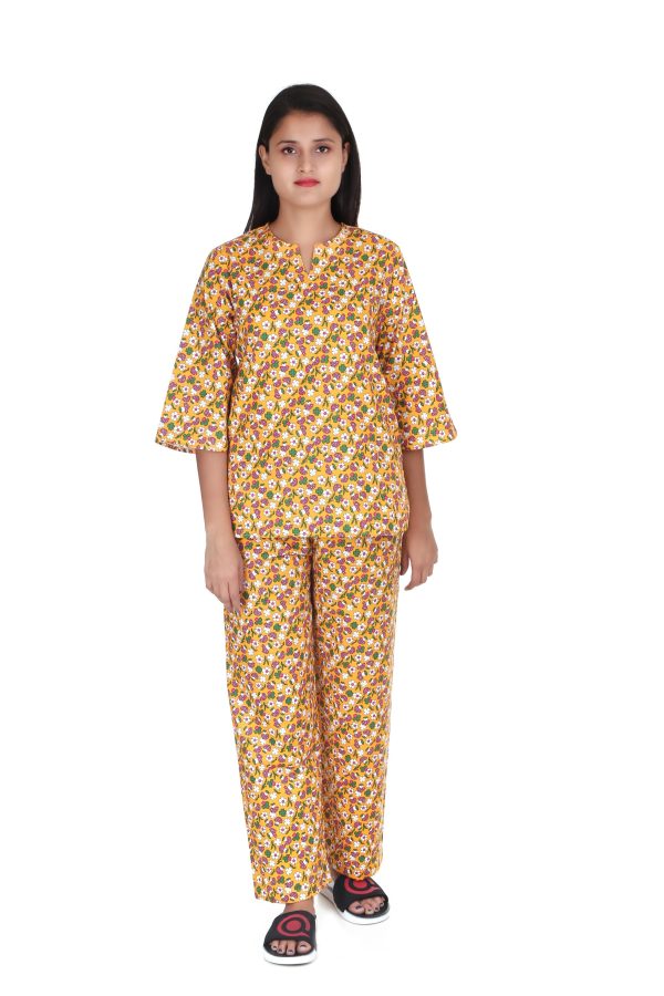 Mushroom Print V Neck Night Suit For Women