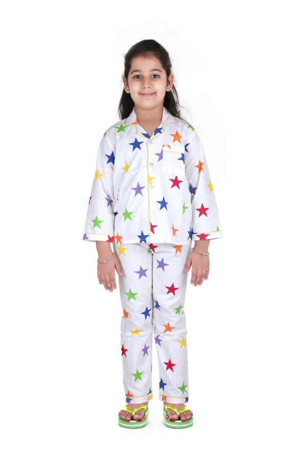 Star Print Full Sleeves Night Suit for kids
