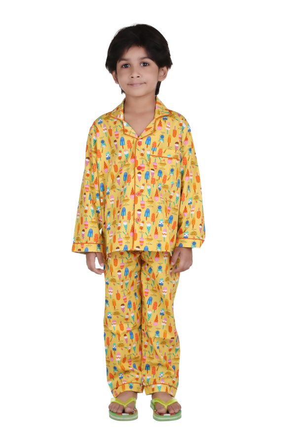 Summer Cones Print Full Sleeves Night Suit for kids